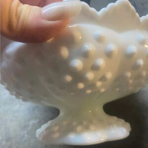 Fenton White Hobnail Candle Holder